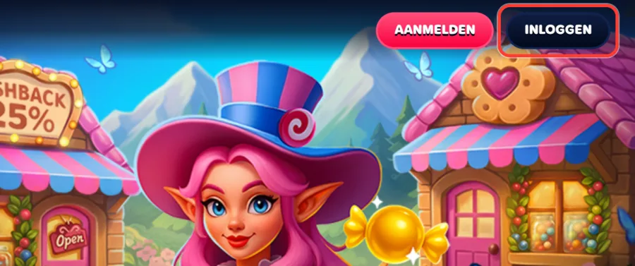 Knop Inloggen rechtsboven in de header van de site